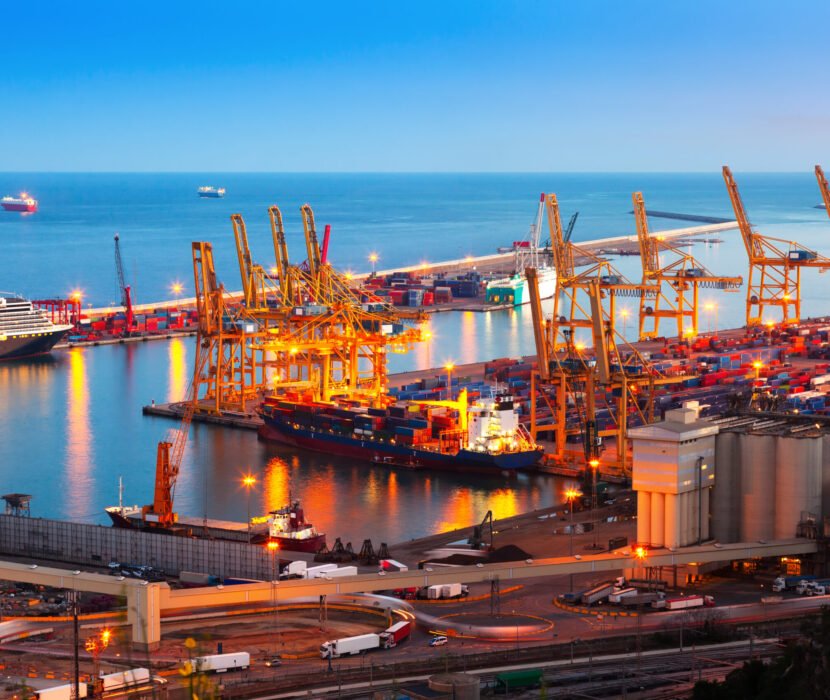 Industrial port de Barcelona in evening Industrial port de Barcelona in evening. Spain